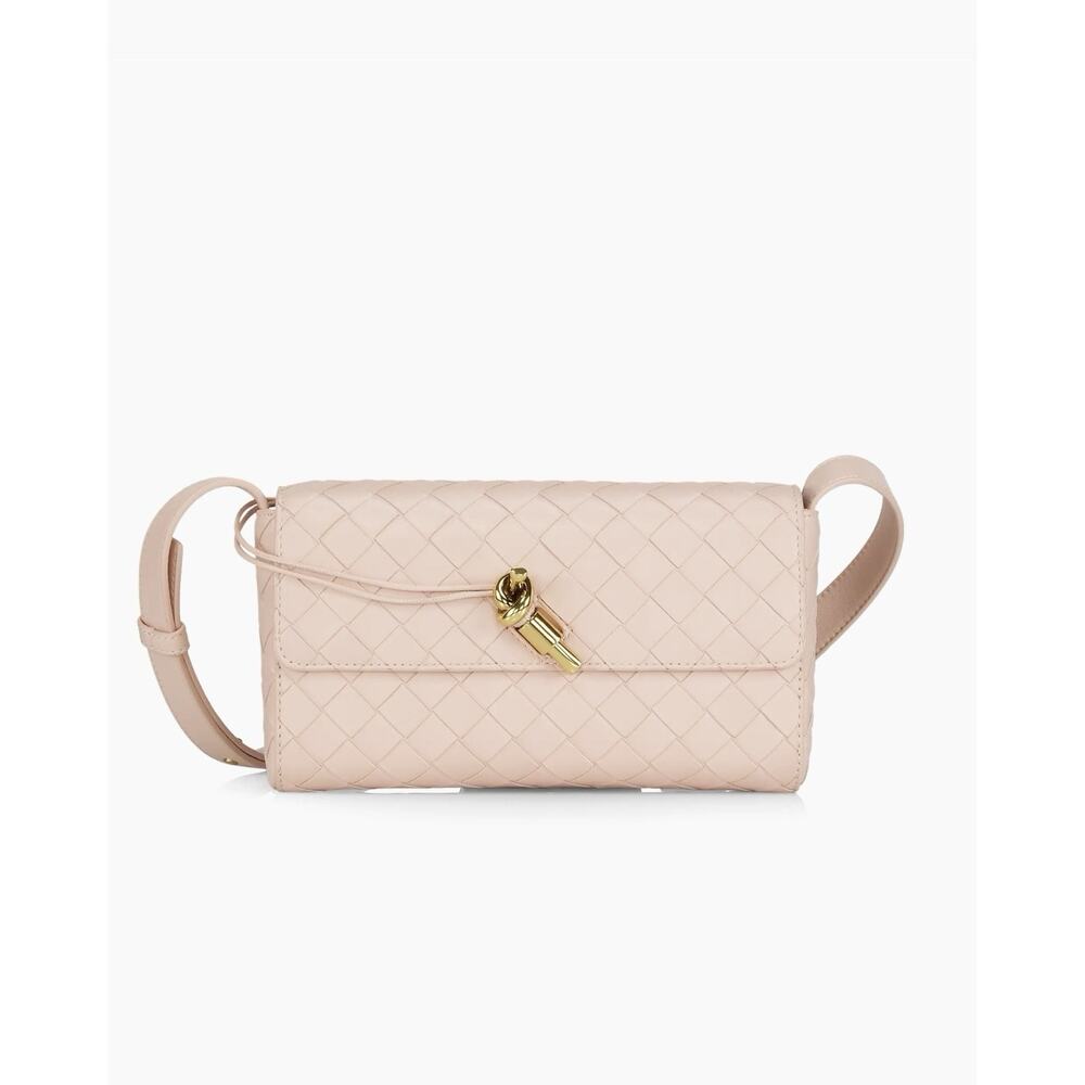 Bottega Veneta Andiamo Intrecciato Leather Cossbody Bag Light Pink Lotus $2650